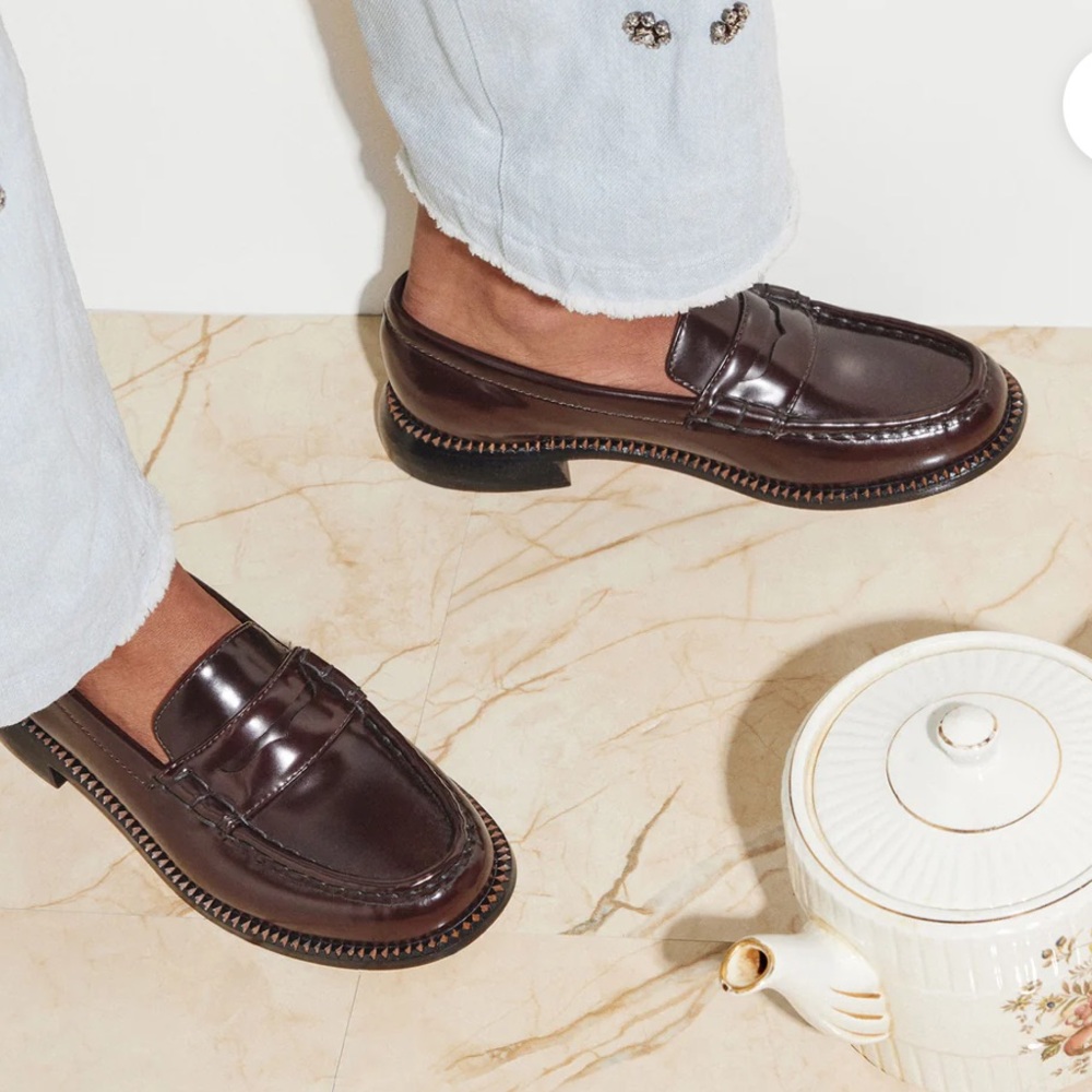 Freda Salvador Elba Penny Loafer in Espresso Spazzolato 9.5 New in Box